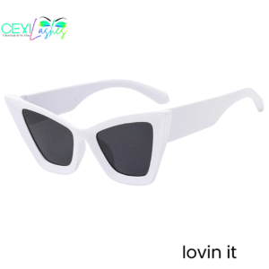 Large Frame Cat Eye Sunglasses - Lovin It - White